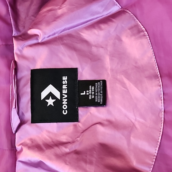 Converse Metallic Pink-Purple Nylon Girls Zip Puffer (12-13 yrs) L ,Pre-owned - Picture 4 of 10